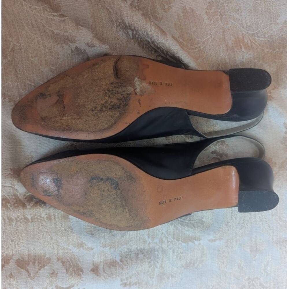 Salvatore Ferragamo Navy Patent Leather Sling Back Size: 8 AAA - Picture 5 of 6